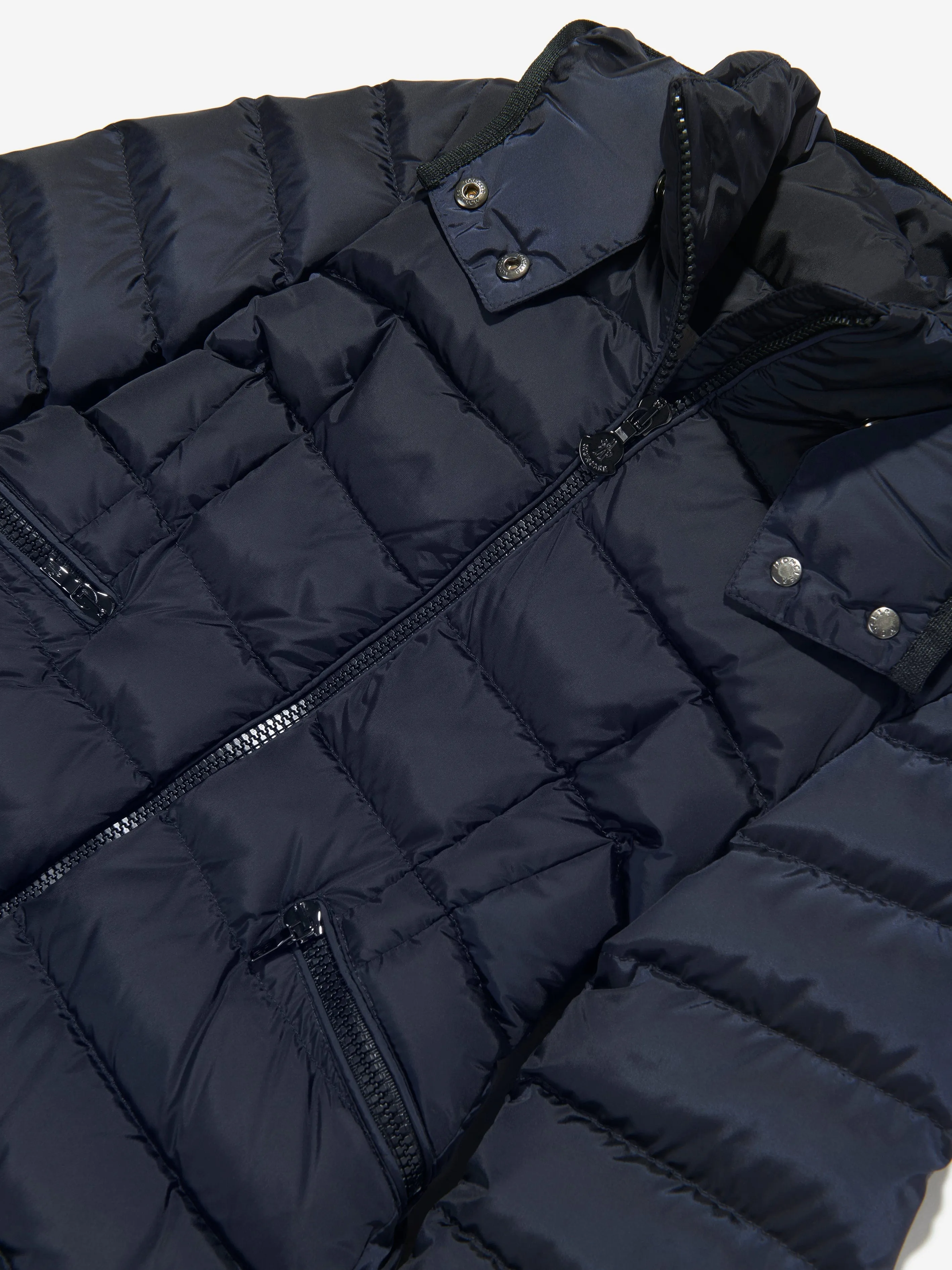 Moncler Enfant Mädchen Daunengefütterter Langer Chappel-Mantel in Marineblau