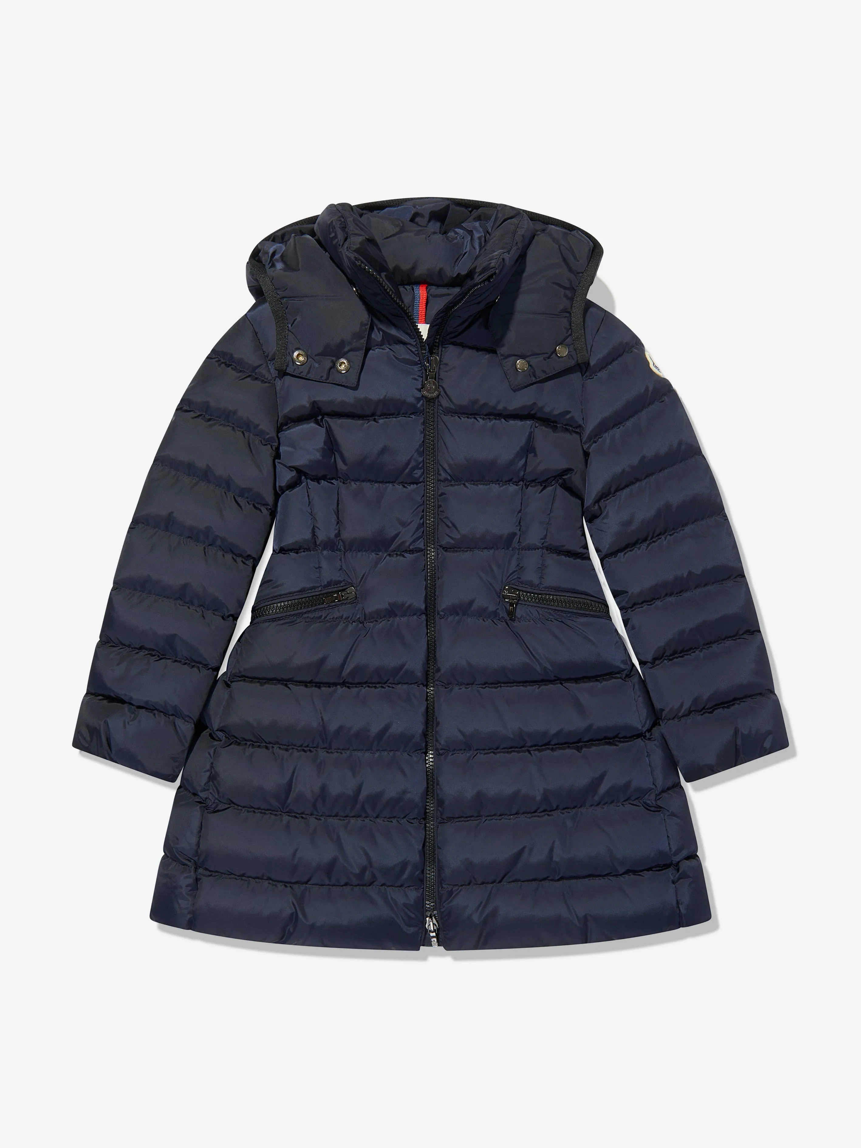 Moncler Enfant Mädchen Daunengefütterter Langer Chappel-Mantel in Marineblau