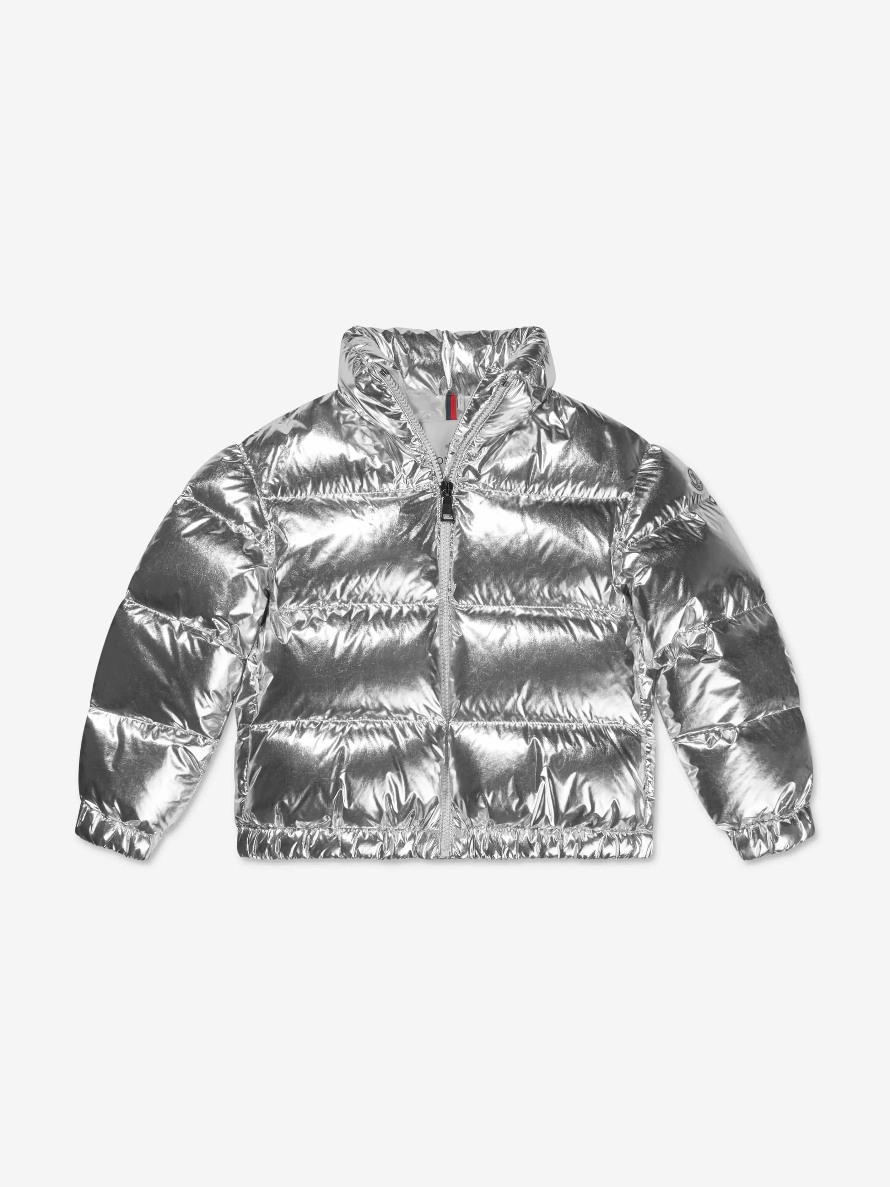 Moncler Enfant Mädchen Daunengefütterte Meuse Jacke in Silber