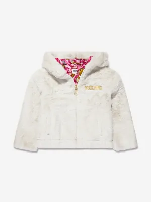 Moschino Mädchen Kapuzenjacke mit Reißverschluss in Elfenbein