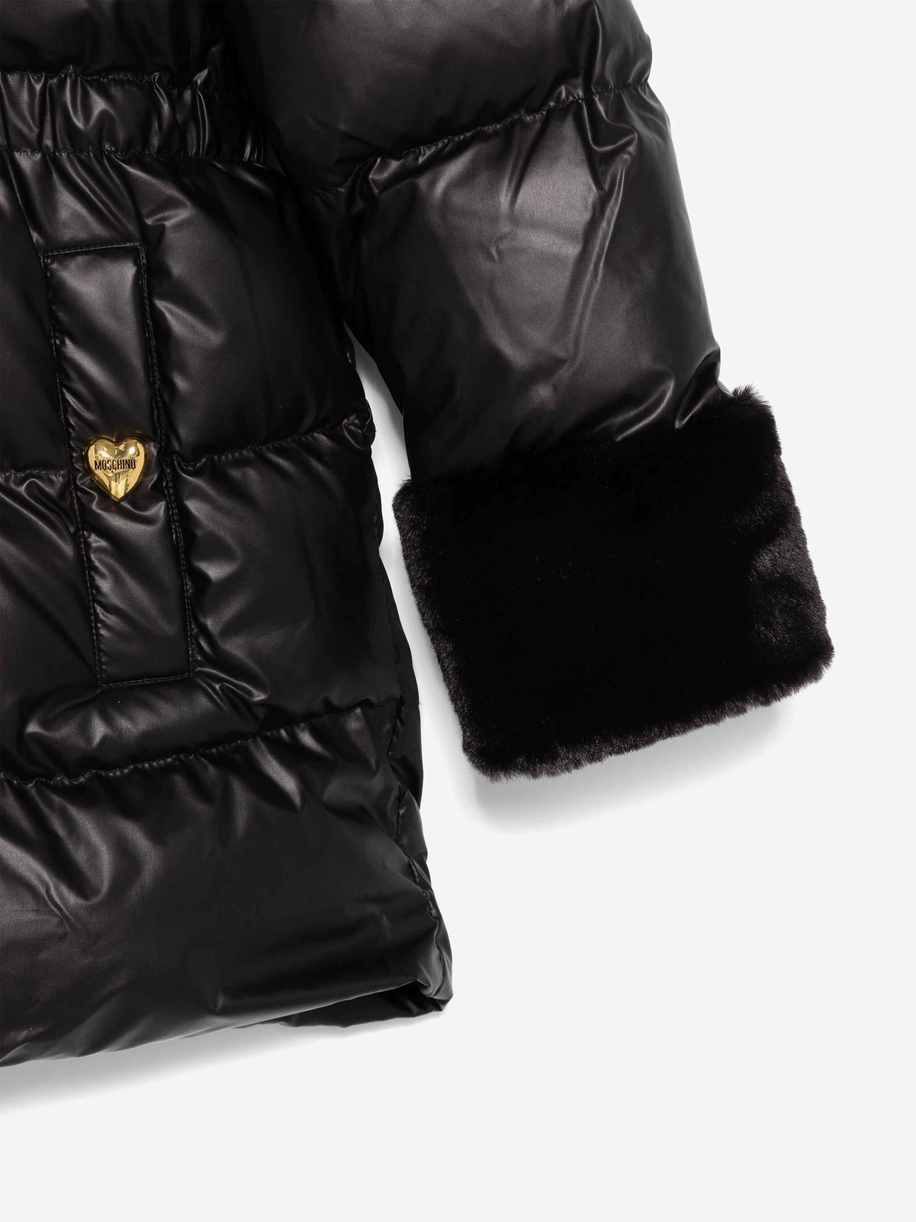 Moschino Girls Logo Pufferjacke in Schwarz
