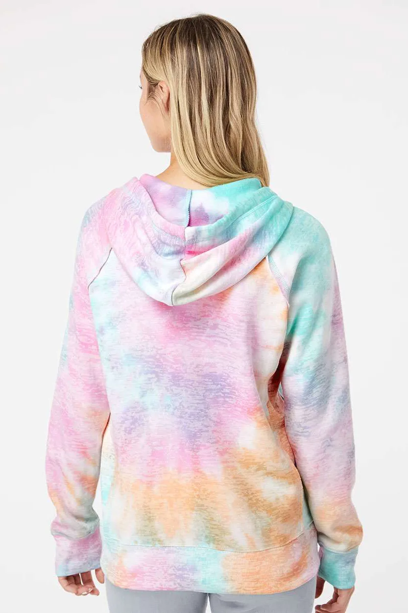 MV Sport Damen Courtney Burnout V-Ausschnitt Kapuzenpullover Hoodie mit Beuteltasche - Regenbogen Sorbet