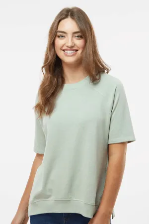 MV Sport Damen French Terry Kurzarm Sweatshirt mit Rundhalsausschnitt - Grünstein