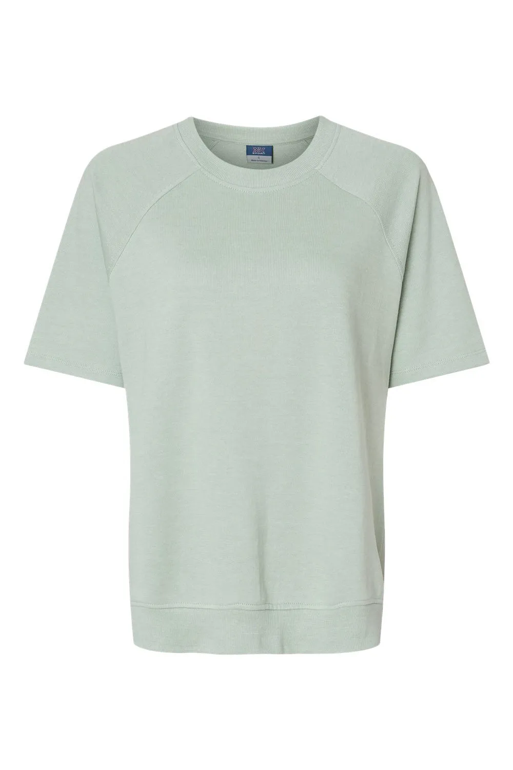 MV Sport Damen French Terry Kurzarm Sweatshirt mit Rundhalsausschnitt - Grünstein