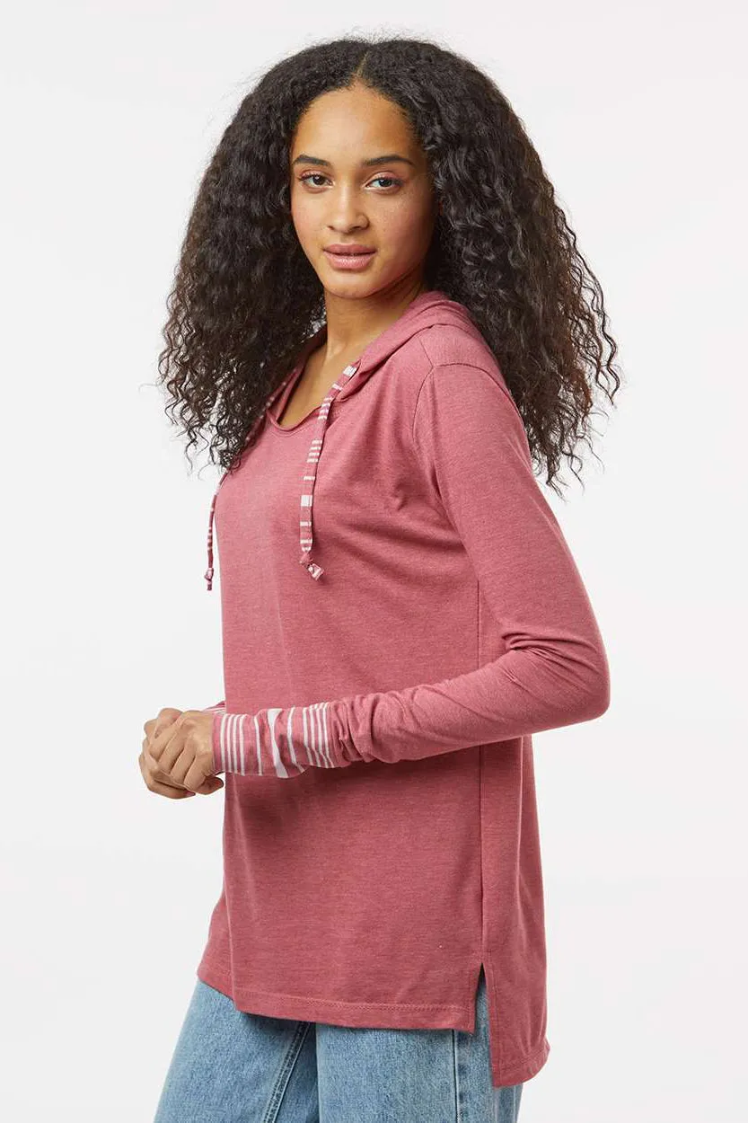 MV Sport Damen Meliertes Jersey Kapuzen-T-Shirt Hoodie - Staubiges Rosenrosa