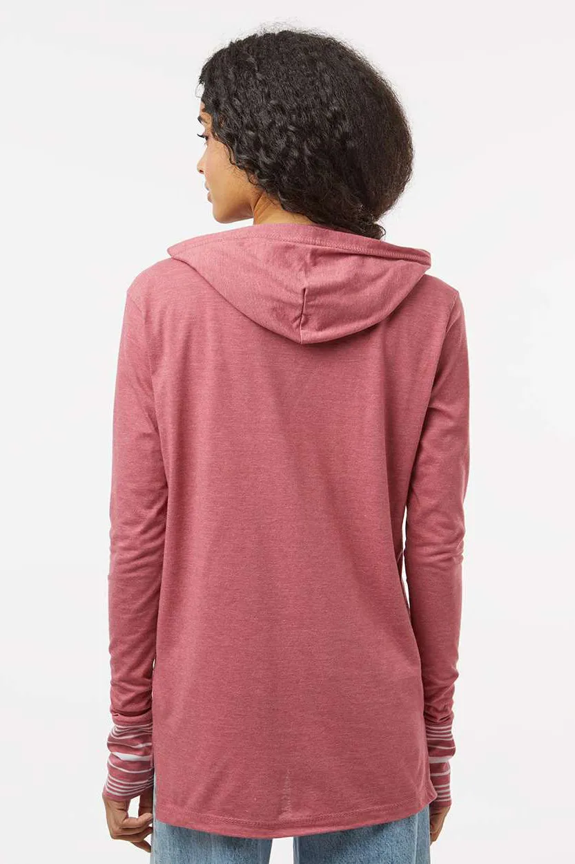 MV Sport Damen Meliertes Jersey Kapuzen-T-Shirt Hoodie - Staubiges Rosenrosa