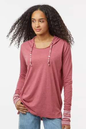 MV Sport Damen Meliertes Jersey Kapuzen-T-Shirt Hoodie - Staubiges Rosenrosa