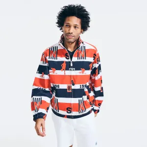 Nautica Herren Jacke mit Streifen und Logo-Aufdruck in Königsburgunder
