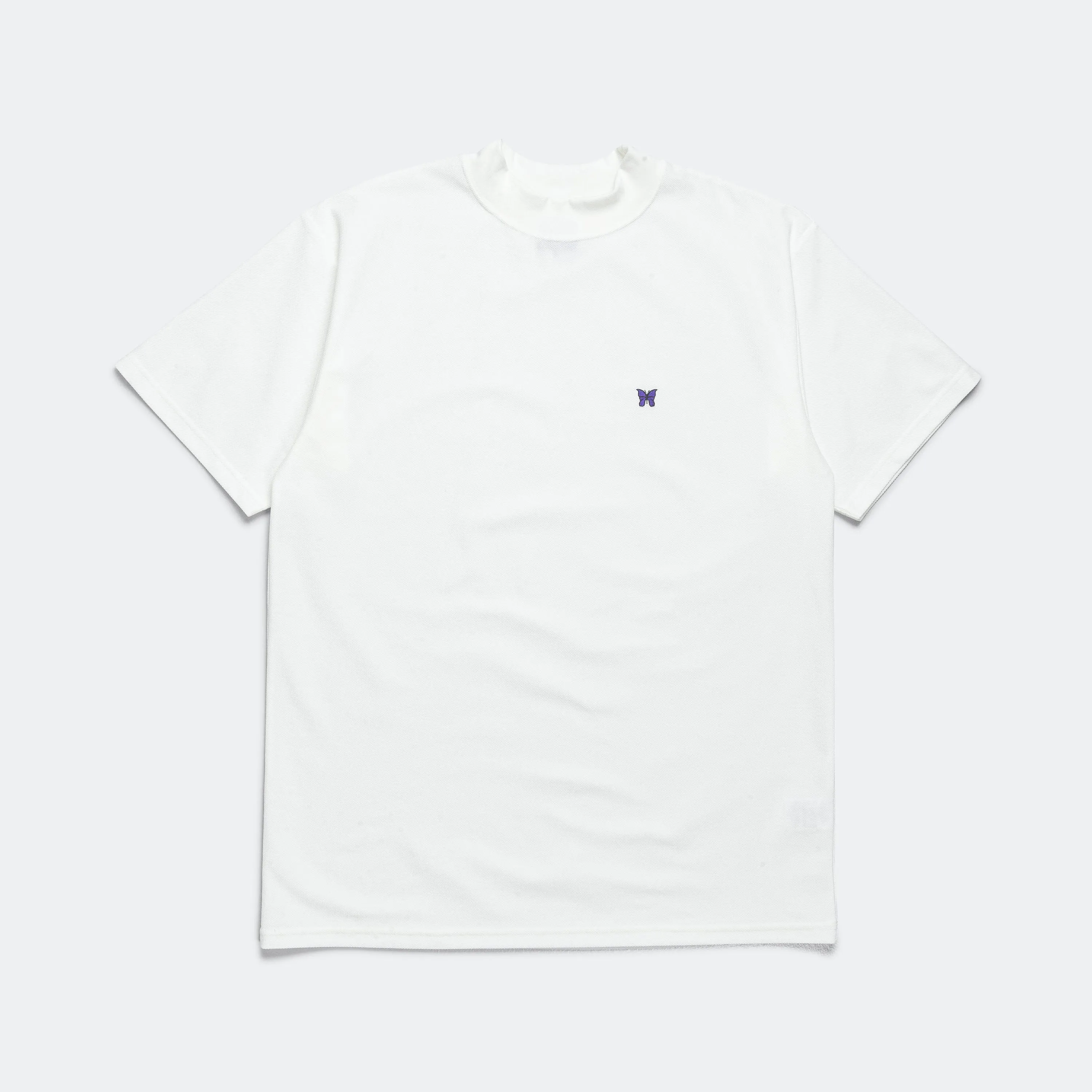 Needles Mock Neck SS T-Shirt - Weißes Baumwoll-Piqué