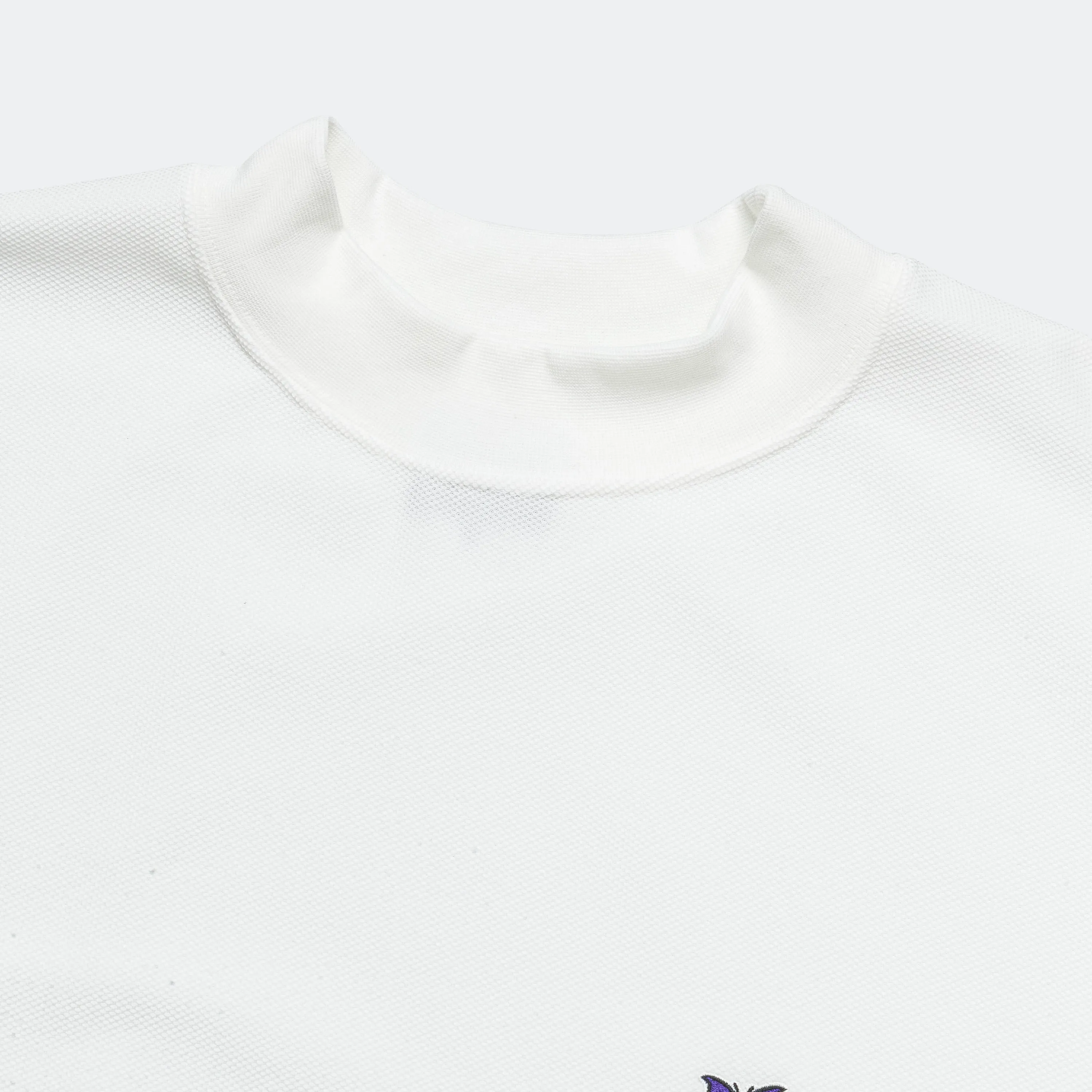 Needles Mock Neck SS T-Shirt - Weißes Baumwoll-Piqué