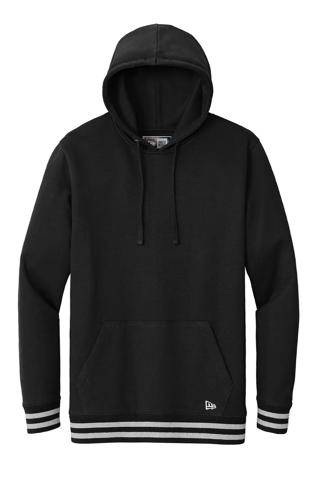 New Era Herren Comeback Fleece Kapuzenpullover Hoodie mit Kangaroo-Tasche - Schwarz/Heather Grau