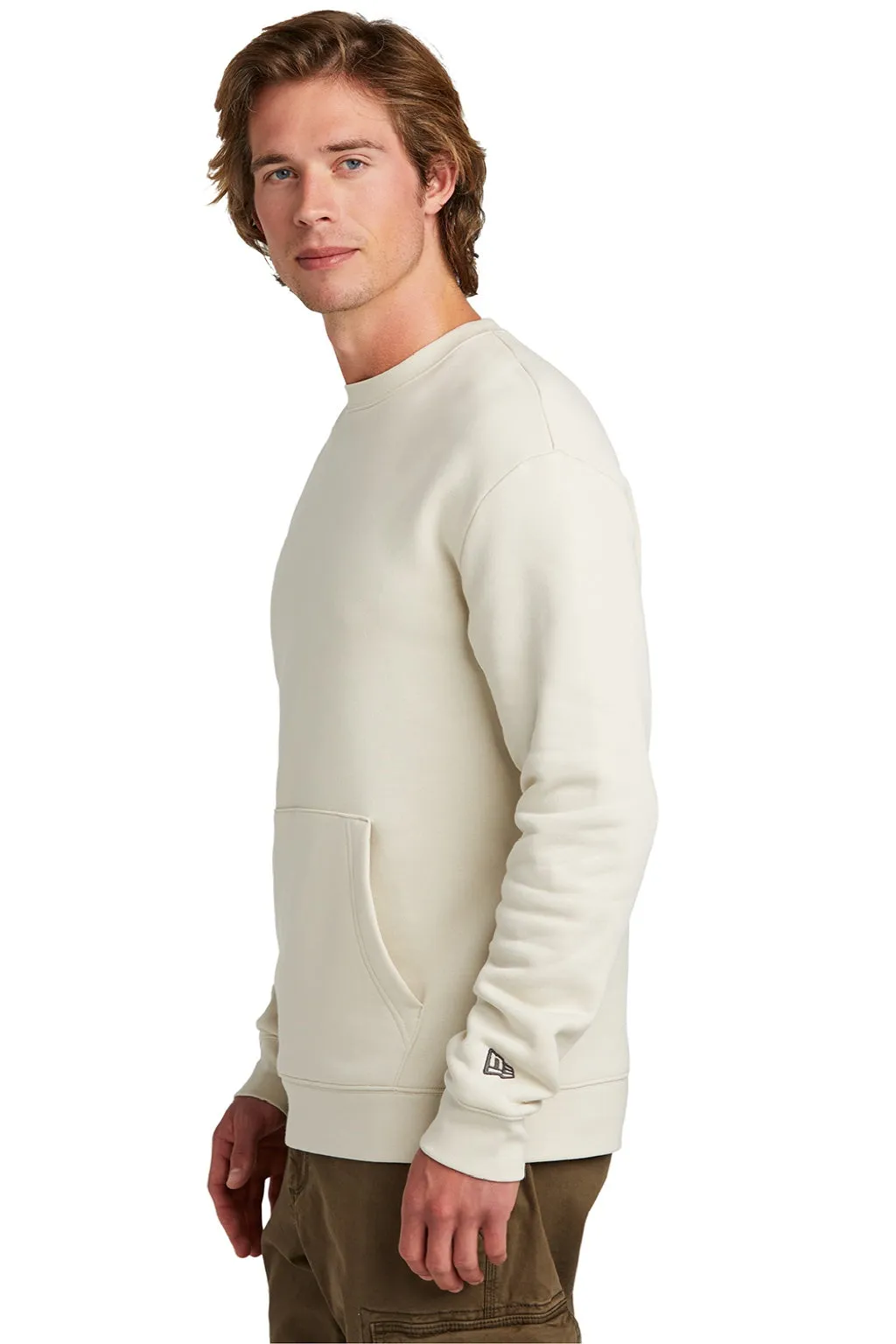 New Era Herren Heritage Fleece Crewneck Sweatshirt mit Tasche - Weiches Beige