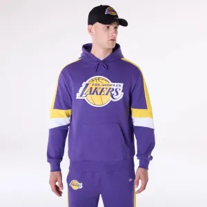 New Era Sweatshirts And Hoodies LA Lakers Colour Block Purple Oversized Pullover Hoodie