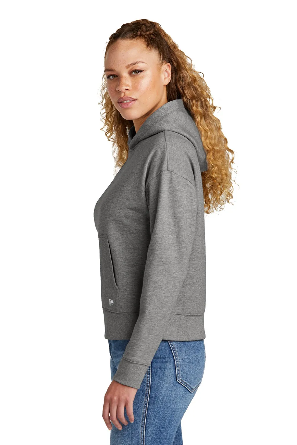 New Era Damen Comeback Fleece Kapuzenpullover mit Kangaroo-Tasche - Heather Dunkelgrau