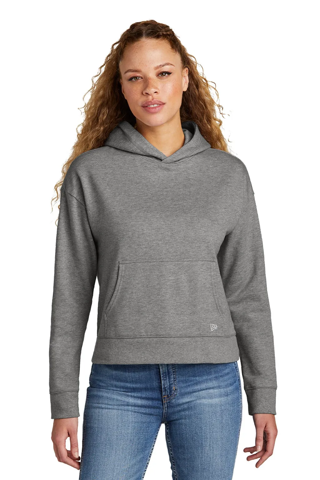 New Era Damen Comeback Fleece Kapuzenpullover mit Kangaroo-Tasche - Heather Dunkelgrau