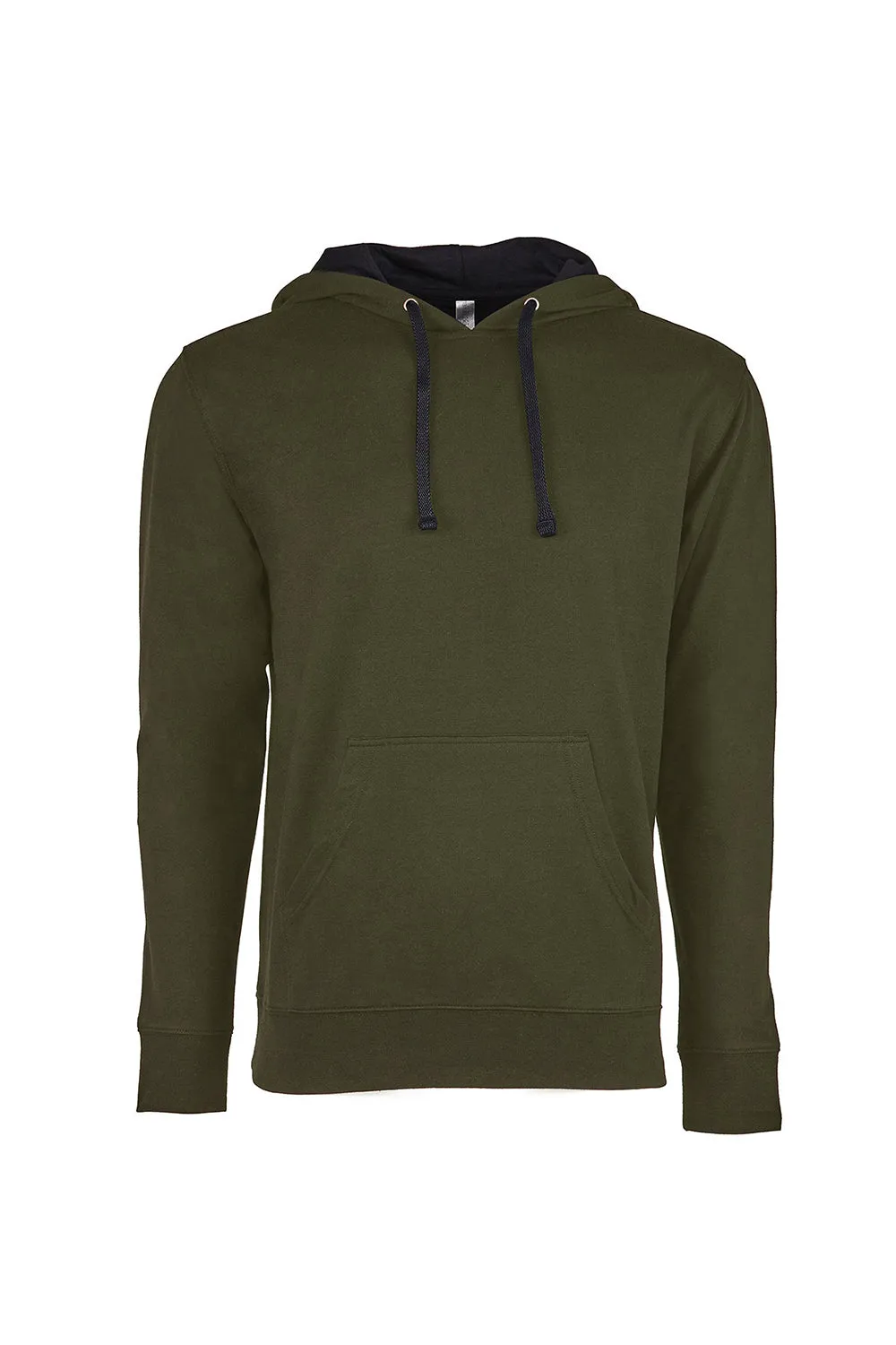 Next Level Herren French Terry Fleece Kapuzenpullover mit Kangaroo-Tasche - Militärgrün/Schwarz
