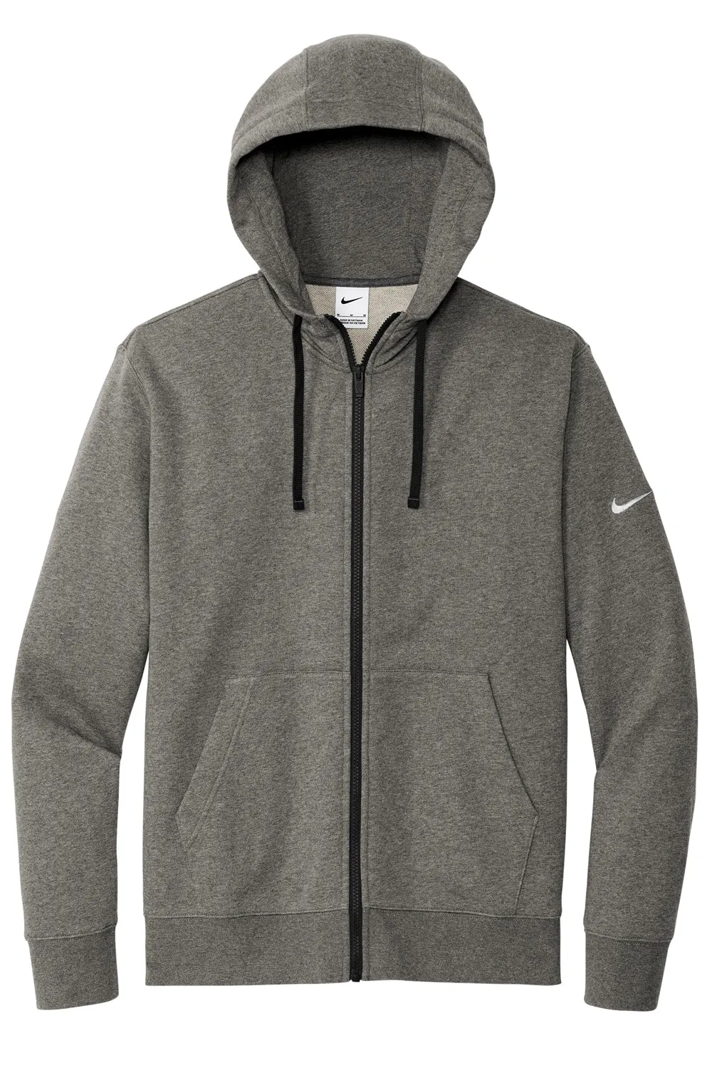Nike Herren Club Fleece Full-Zip Kapuzenpullover mit Taschen - Heather Charcoal Grau