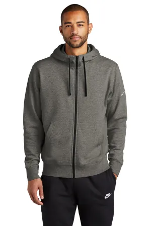 Nike Herren Club Fleece Full-Zip Kapuzenpullover mit Taschen - Heather Charcoal Grau