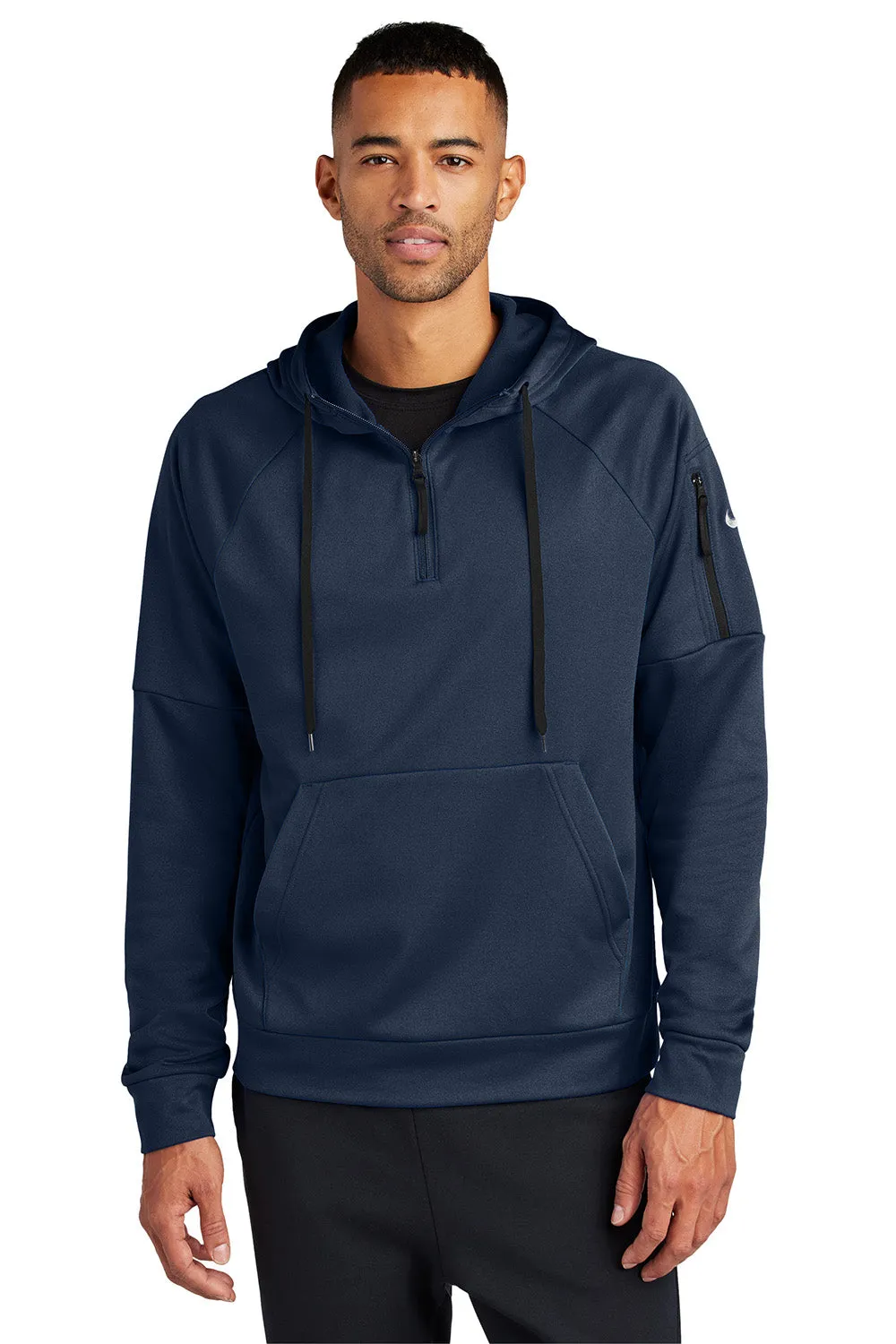 Nike Herren Therma-Fit Fleece 1/4-Zip Kapuzenpullover mit Staufach - Marineblau