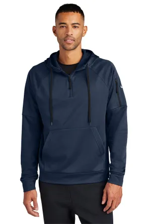 Nike Herren Therma-Fit Fleece 1/4-Zip Kapuzenpullover mit Staufach - Marineblau