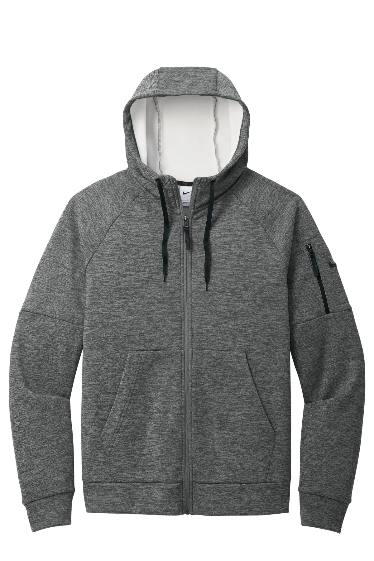 Nike Herren Therma-Fit Fleece Full-Zip Kapuzenpullover mit Taschen - Heather Charcoal Grau