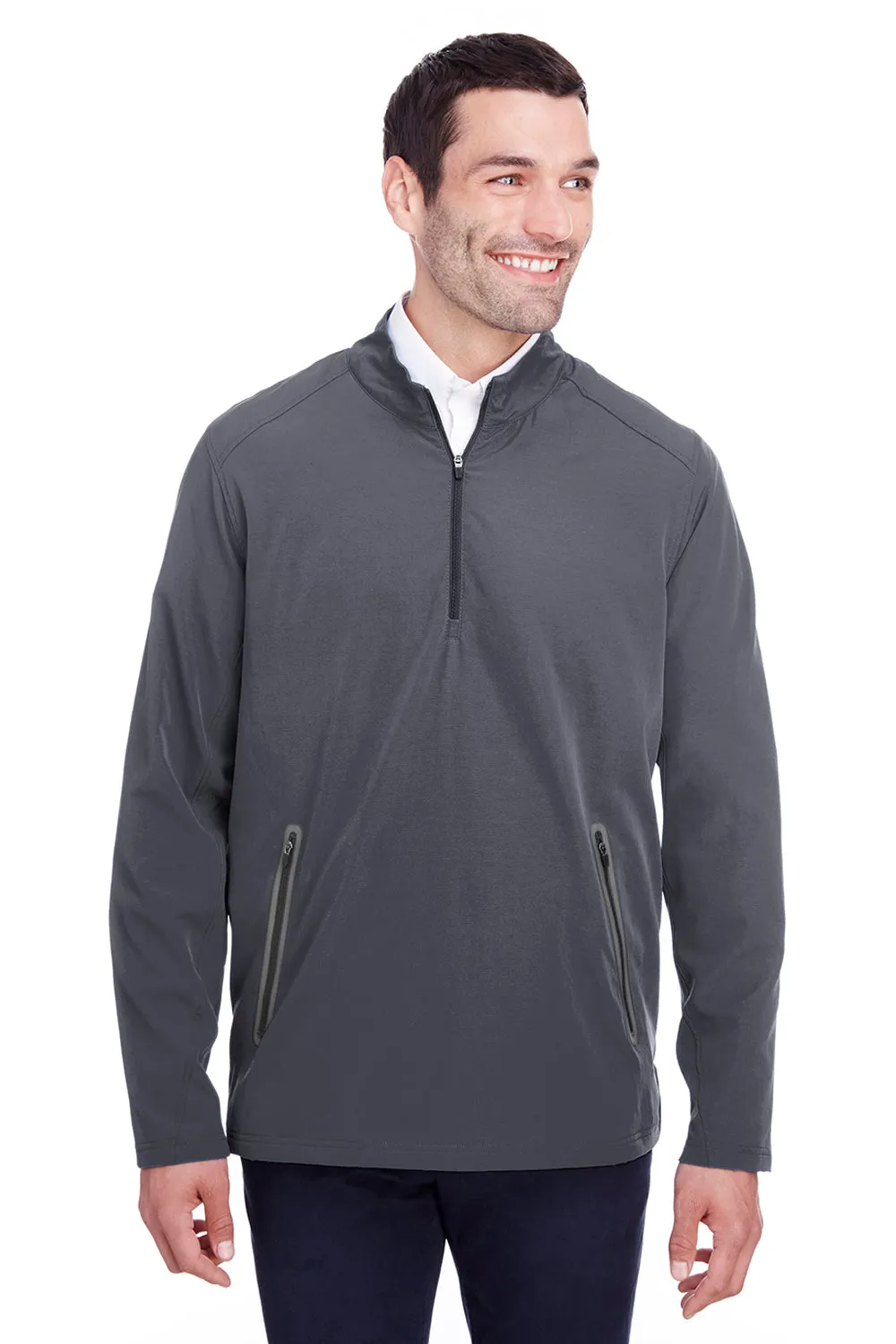 North End Herren Quest Performance Feuchtigkeitstransportierendes 1/4-Zip Sweatshirt mit Taschen - Kohlegrau/Schwarz - Auslaufmodell