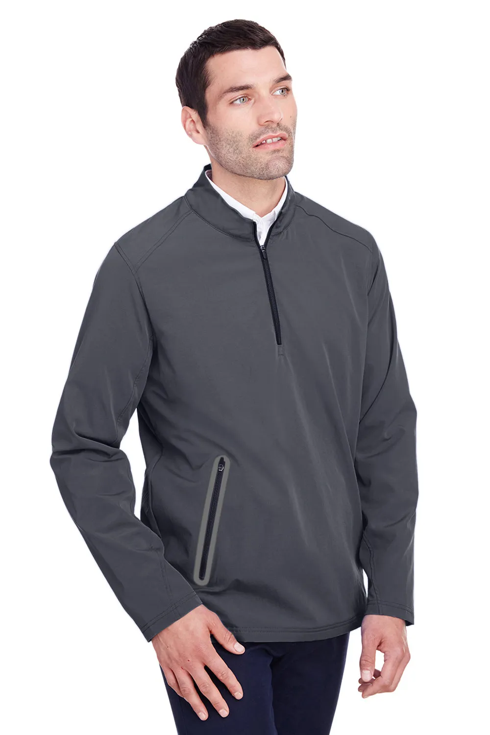 North End Herren Quest Performance Feuchtigkeitstransportierendes 1/4-Zip Sweatshirt mit Taschen - Kohlegrau/Schwarz - Auslaufmodell