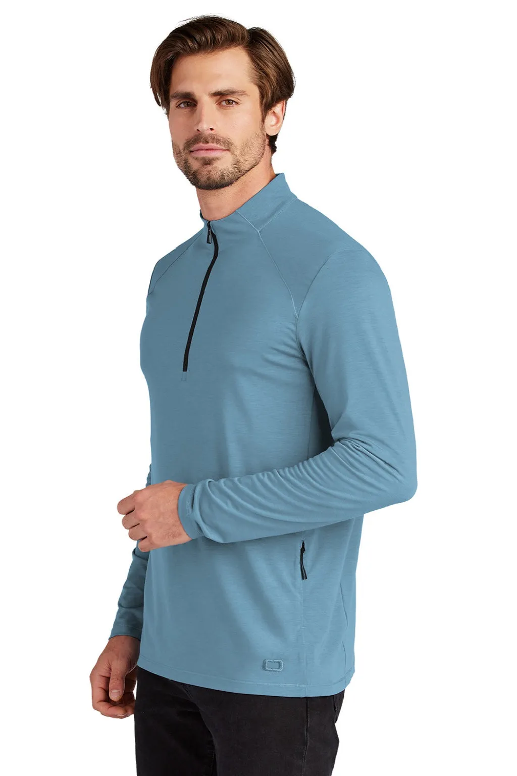 Ogio Herren Motion Feuchtigkeitstransportierendes 1/4-Zip Sweatshirt mit Tasche - Nebelblau