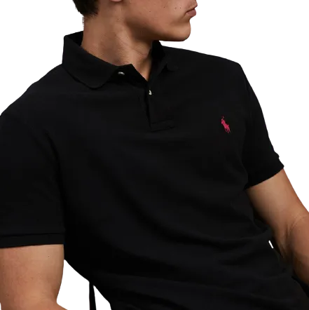 Polo Ralph Lauren - Custom Fit Mesh Polo - Schwarzes Polo Ralph Lauren Kleidungsstück