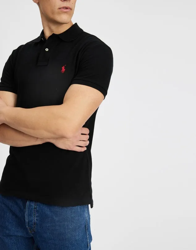 Polo Ralph Lauren - Custom Fit Mesh Polo - Schwarzes Polo Ralph Lauren Kleidungsstück