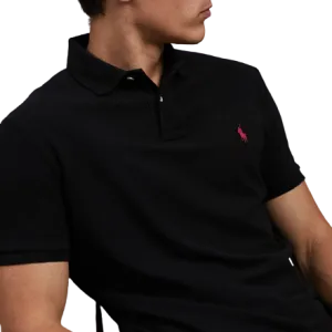 Polo Ralph Lauren - Custom Fit Mesh Polo - Schwarzes Polo Ralph Lauren Kleidungsstück