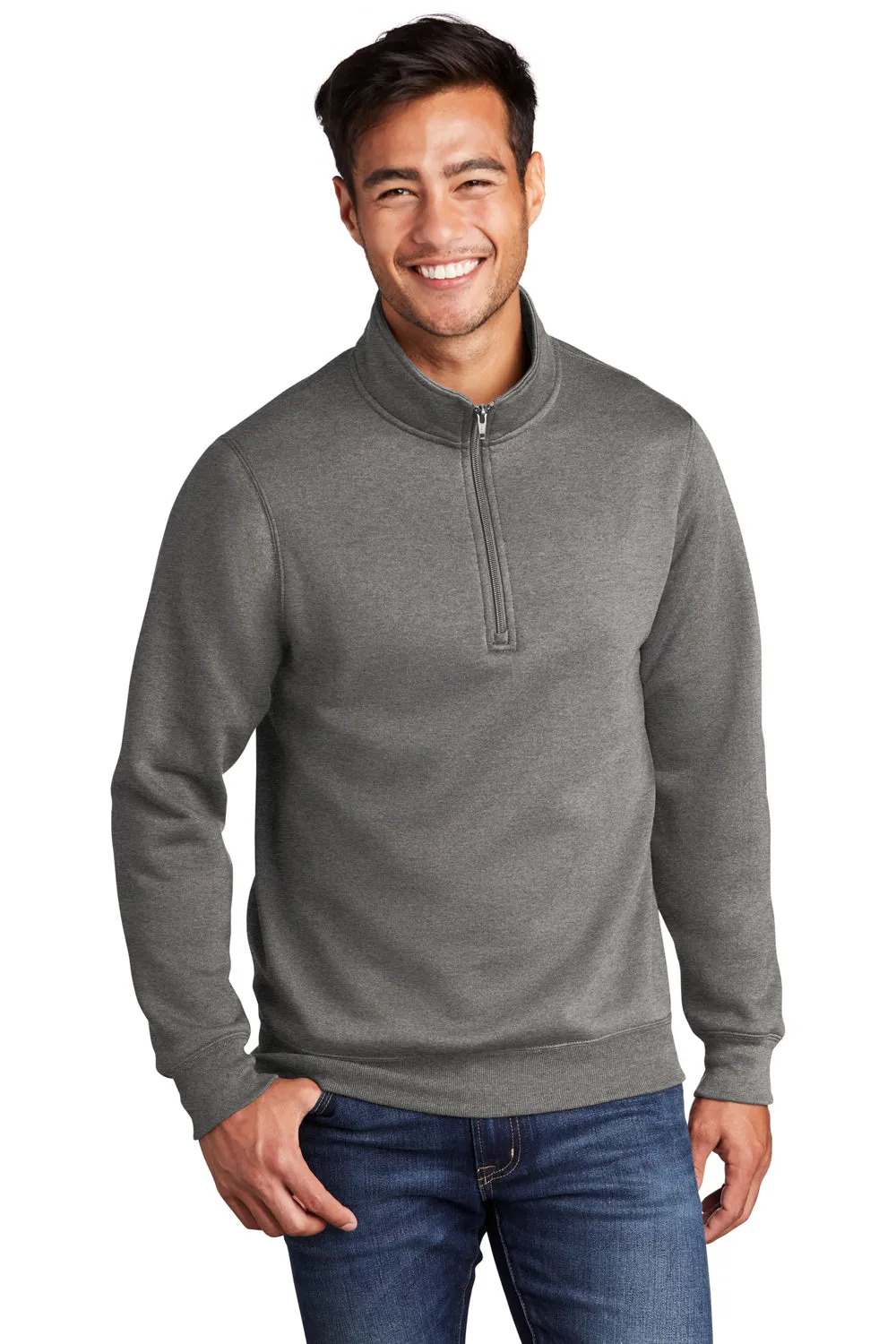 Port & Company Herren Core Fleece 1/4-Zip Sweatshirt - Heather Graphitgrau