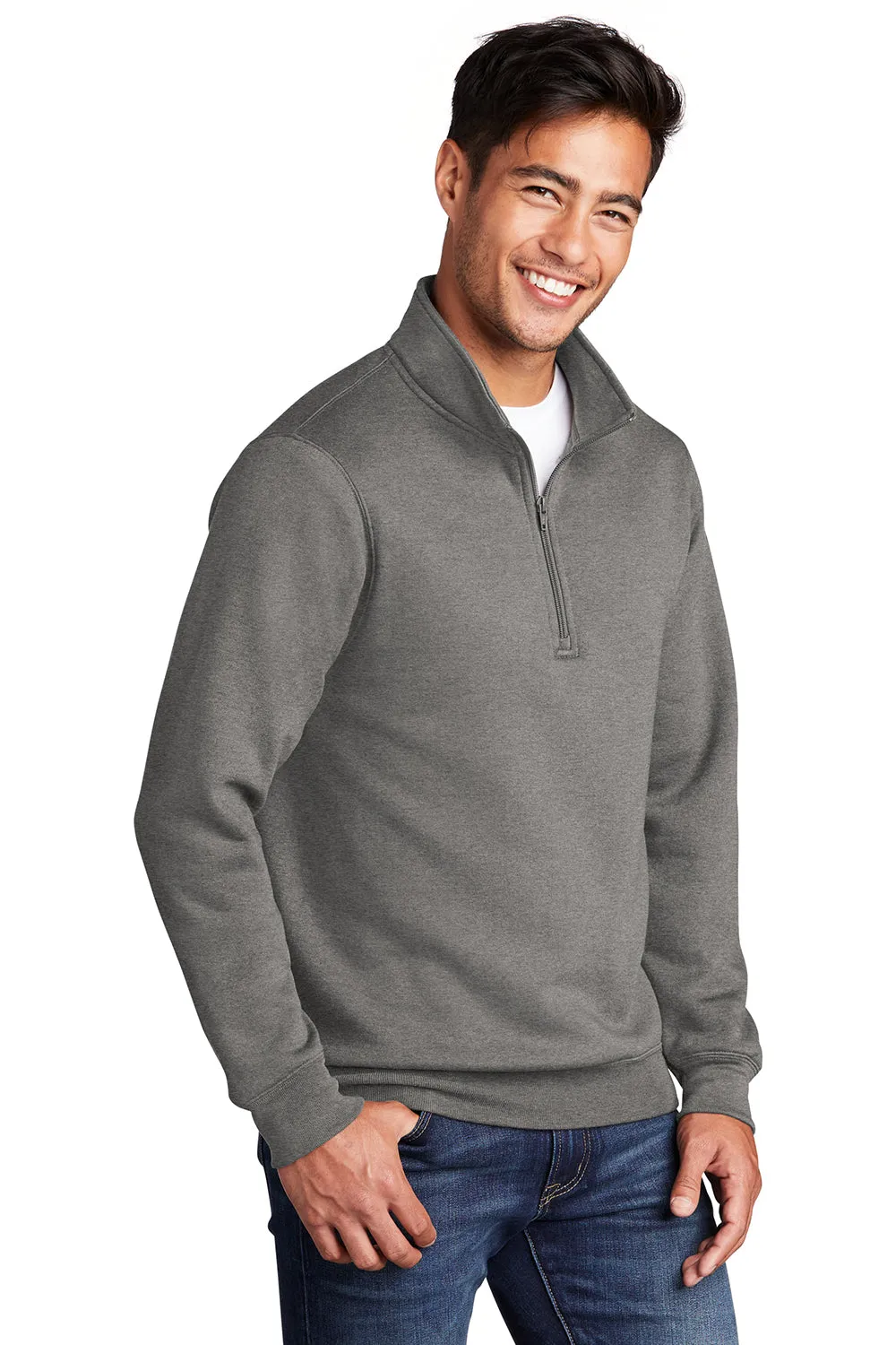 Port & Company Herren Core Fleece 1/4-Zip Sweatshirt - Heather Graphitgrau