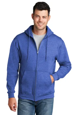 Port & Company Herren Core Pill Resistant Fleece Full Zip Kapuzenpullover Hoodie mit Taschen - Heather Royalblau
