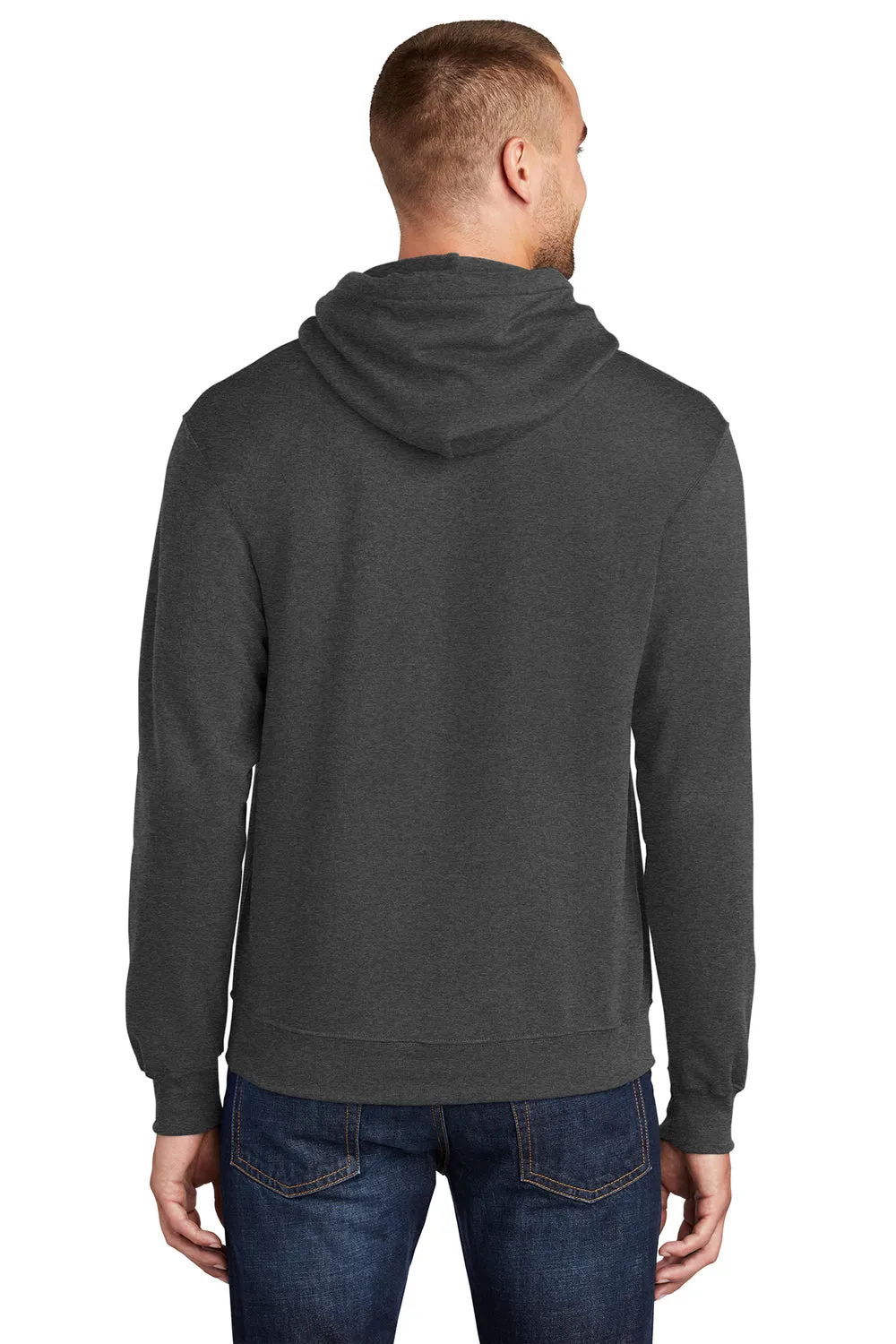 Port & Company Herren Core Pill Resistant Fleece Kapuzenpullover Hoodie mit Beuteltasche - Heather Dunkelgrau