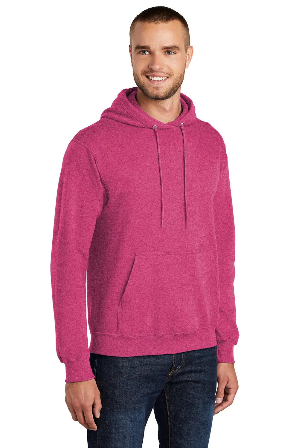 Port & Company Herren Core Pill Resistant Fleece Kapuzenpullover Hoodie mit Beuteltasche - Heather Sangria Pink