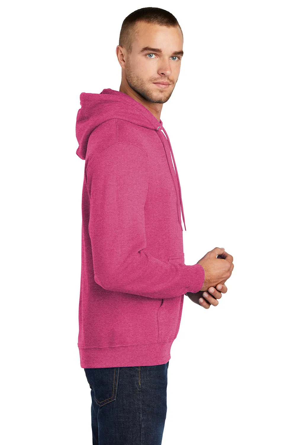 Port & Company Herren Core Pill Resistant Fleece Kapuzenpullover Hoodie mit Beuteltasche - Heather Sangria Pink