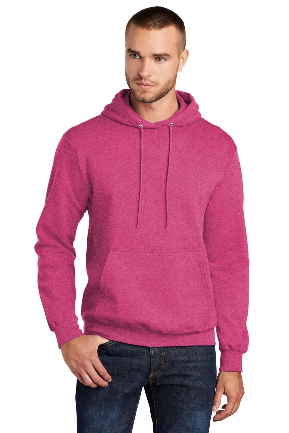 Port & Company Herren Core Pill Resistant Fleece Kapuzenpullover Hoodie mit Beuteltasche - Heather Sangria Pink