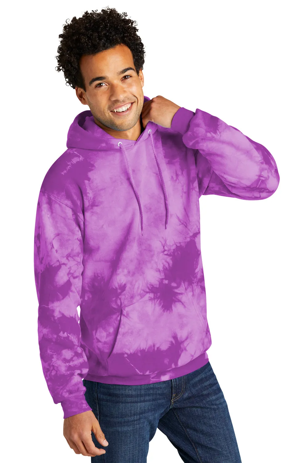 Port & Company Herren Kapuzenpullover mit Kristall-Tie-Dye und Kangaroo-Tasche - Lila