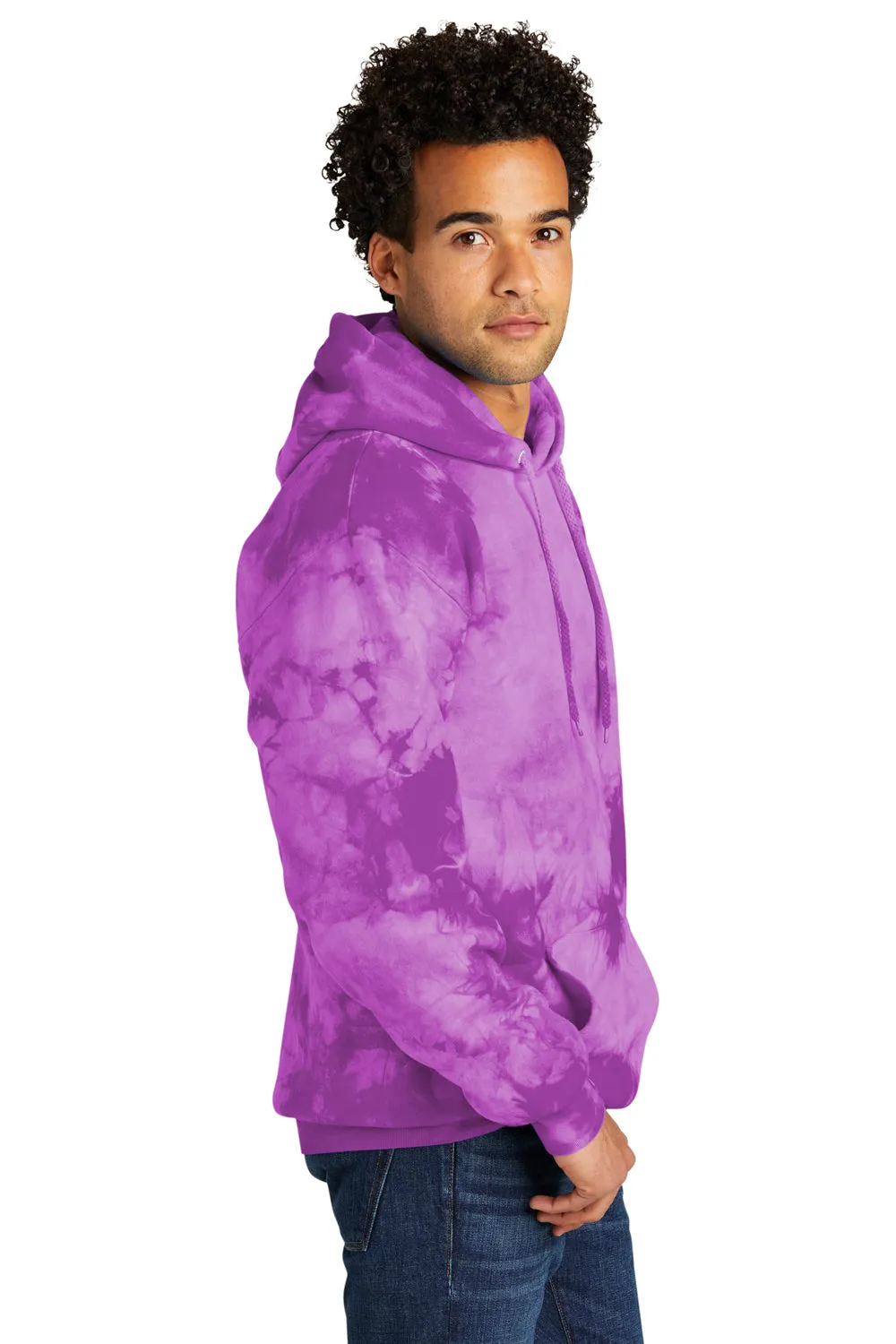 Port & Company Herren Kapuzenpullover mit Kristall-Tie-Dye und Kangaroo-Tasche - Lila