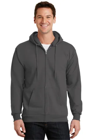 Port & Company Herren Essential Pille-resistente Fleece Full-Zip Kapuzenpullover Hoodie mit Taschen - Anthrazitgrau