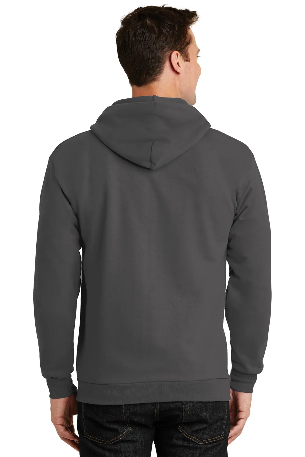 Port & Company Herren Essential Pille-resistente Fleece Full-Zip Kapuzenpullover Hoodie mit Taschen - Anthrazitgrau
