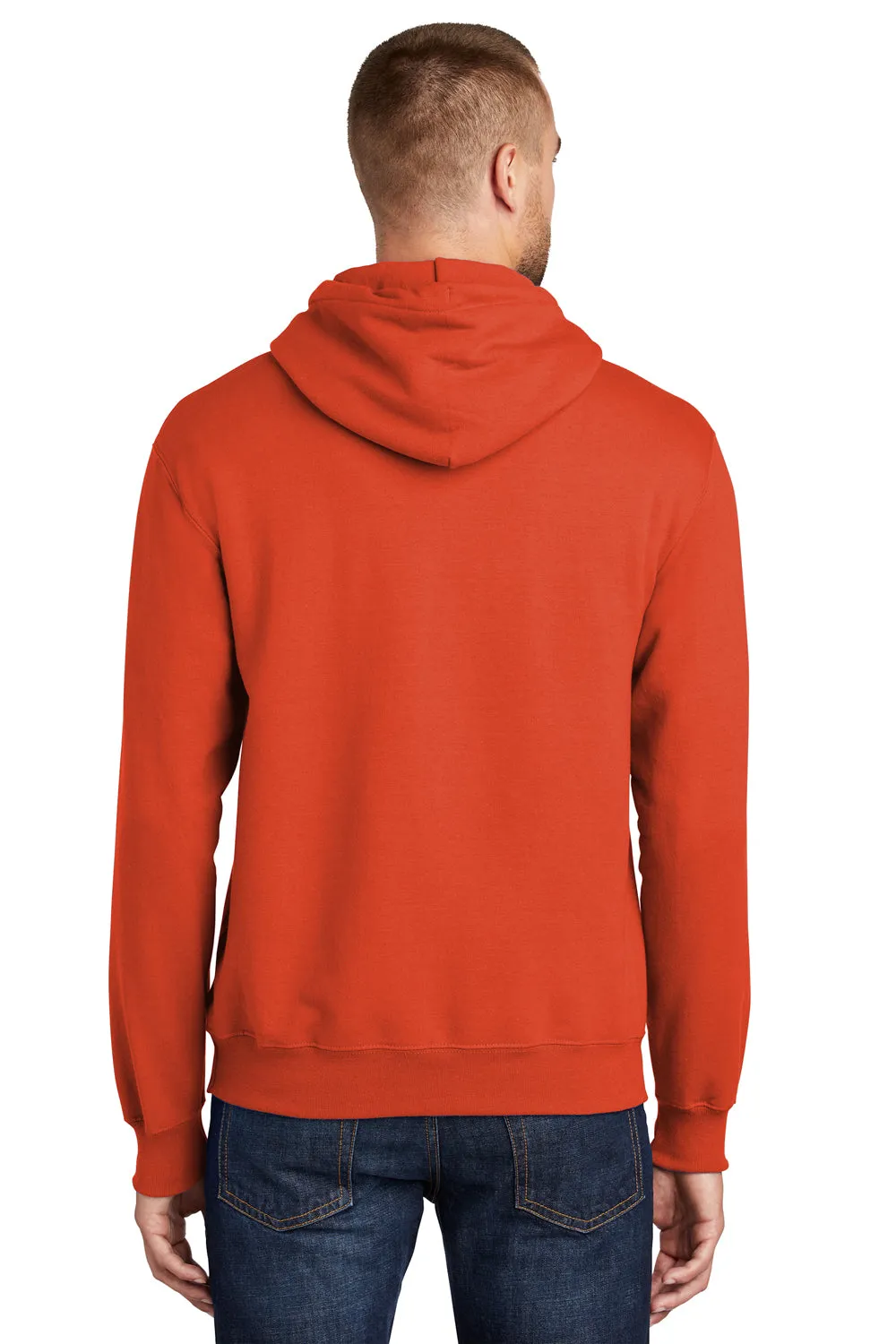 Port & Company Herren Essential Pilling-resistente Fleece Kapuzenpullover Hoodie mit Beuteltasche - Orange