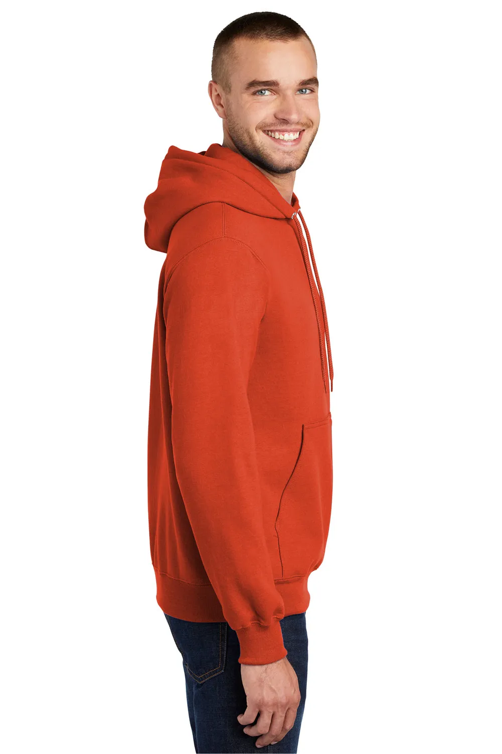 Port & Company Herren Essential Pilling-resistente Fleece Kapuzenpullover Hoodie mit Beuteltasche - Orange