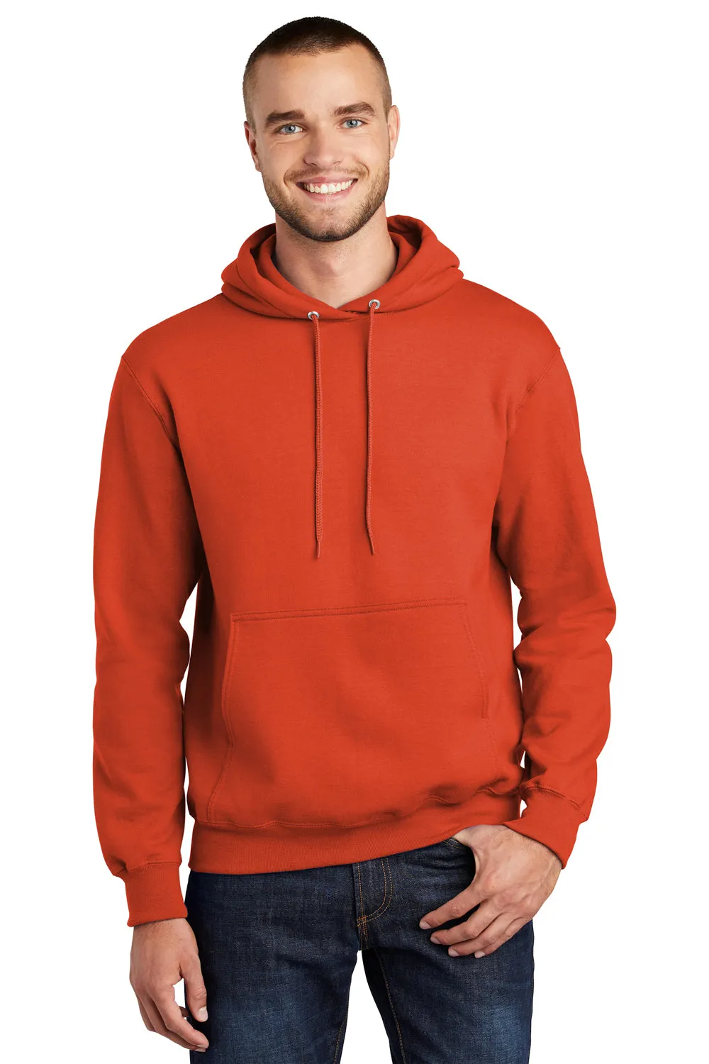 Port & Company Herren Essential Pilling-resistente Fleece Kapuzenpullover Hoodie mit Beuteltasche - Orange