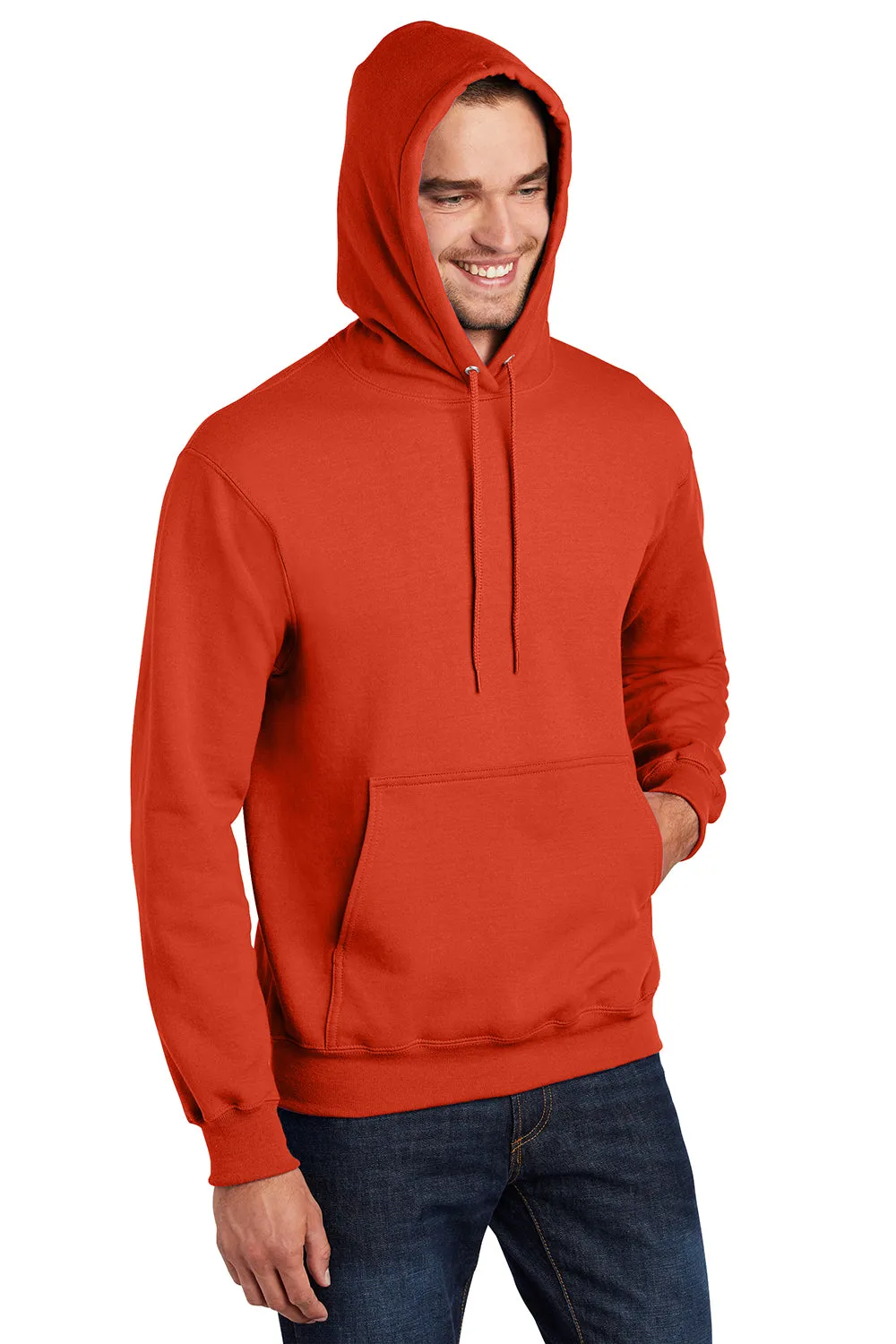 Port & Company Herren Essential Pilling-resistente Fleece Kapuzenpullover Hoodie mit Beuteltasche - Orange