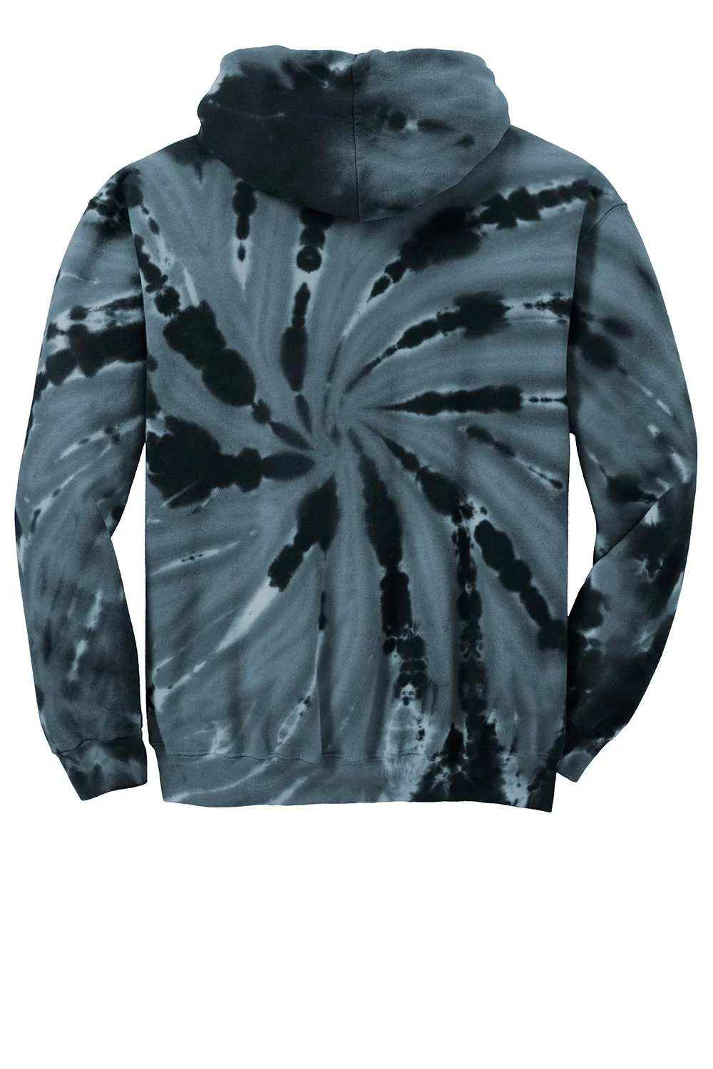 Port & Company Herren Tie-Dye Fleece Kapuzenpullover Hoodie mit Kangaroo-Tasche - Schwarz