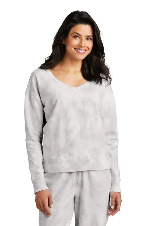 Port & Company Damen Beach Wash Tie Dye V-Ausschnitt Sweatshirt - Taubengrau