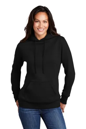 Port & Company Damen Core Fleece Kapuzenpullover Hoodie mit Kangaroo-Tasche - Tiefschwarz