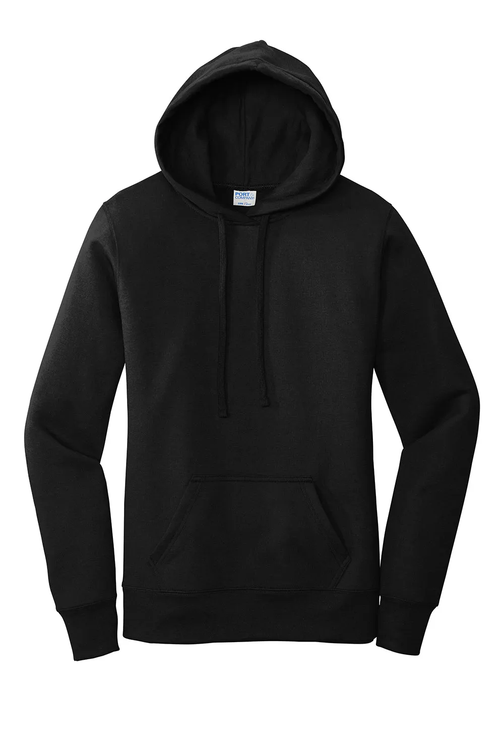 Port & Company Damen Core Fleece Kapuzenpullover Hoodie mit Kangaroo-Tasche - Tiefschwarz